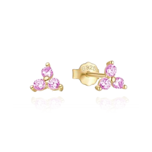 Zierliche Ohrstecker mit Rosenstein | Goldene Ohrringe