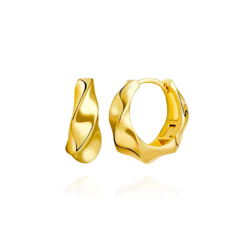 Zierliche Wave Creolen | Goldene Ohrringe