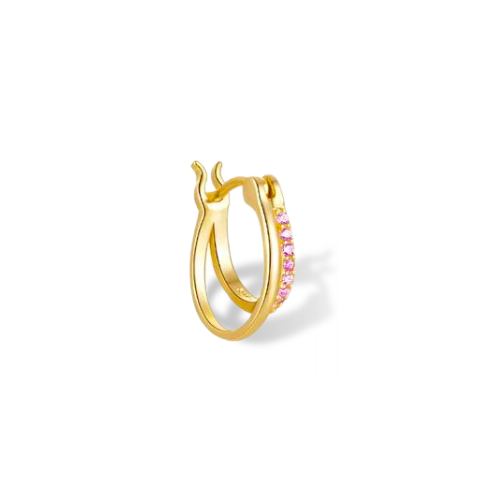 Creolen mit Rosensteinen | Goldene Ohrringe