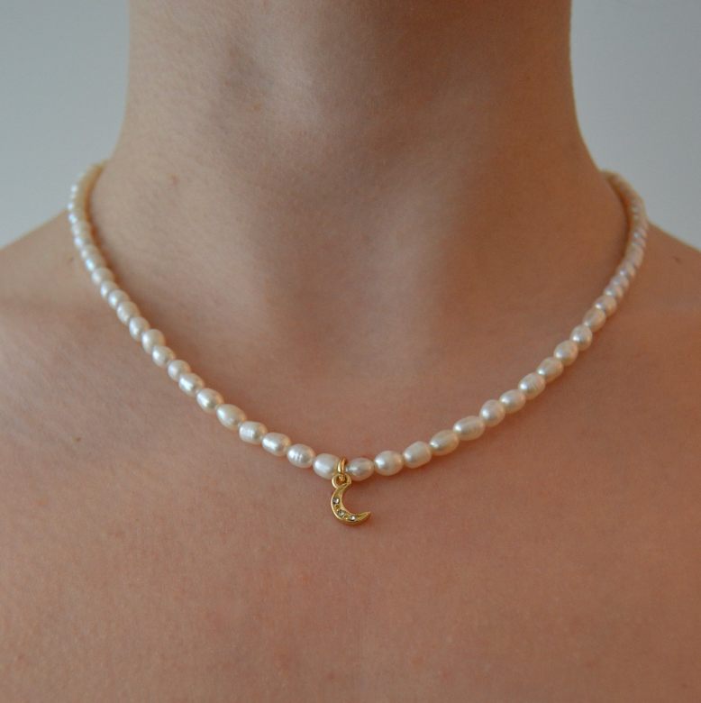Mond | Wasserfeste Perlen-Goldkette