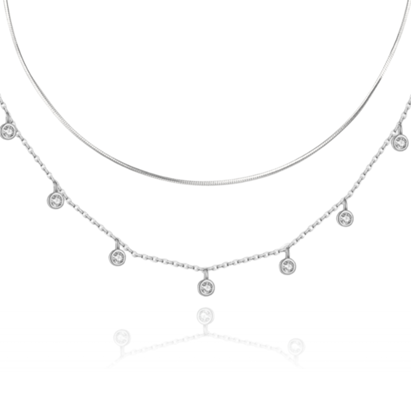 Petite Zircon Layering Set | Silver Necklace