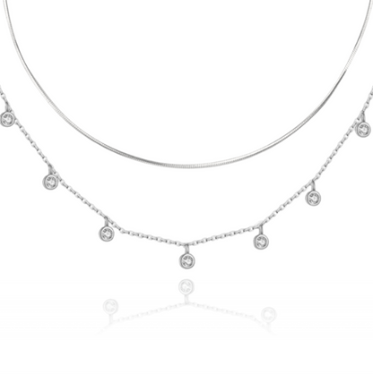 Petite Zircon Layering Set | Silver Necklace