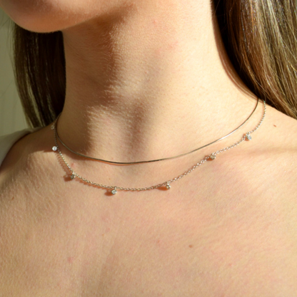 Petite Zircon Layering Set | Silver Necklace