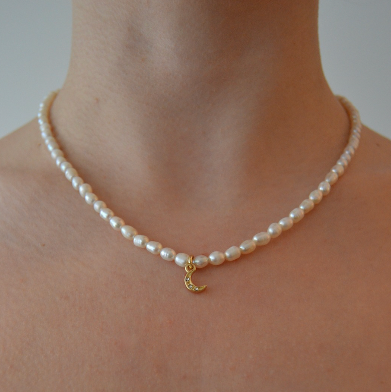 Moon | Waterproof Pearl Gold Necklace