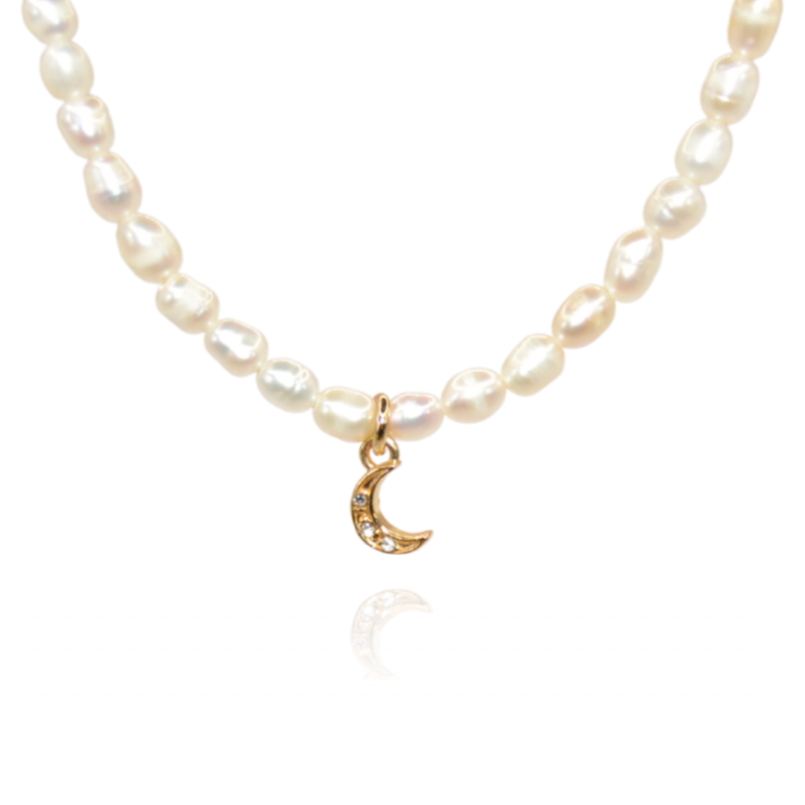 Moon | Waterproof Pearl Gold Necklace